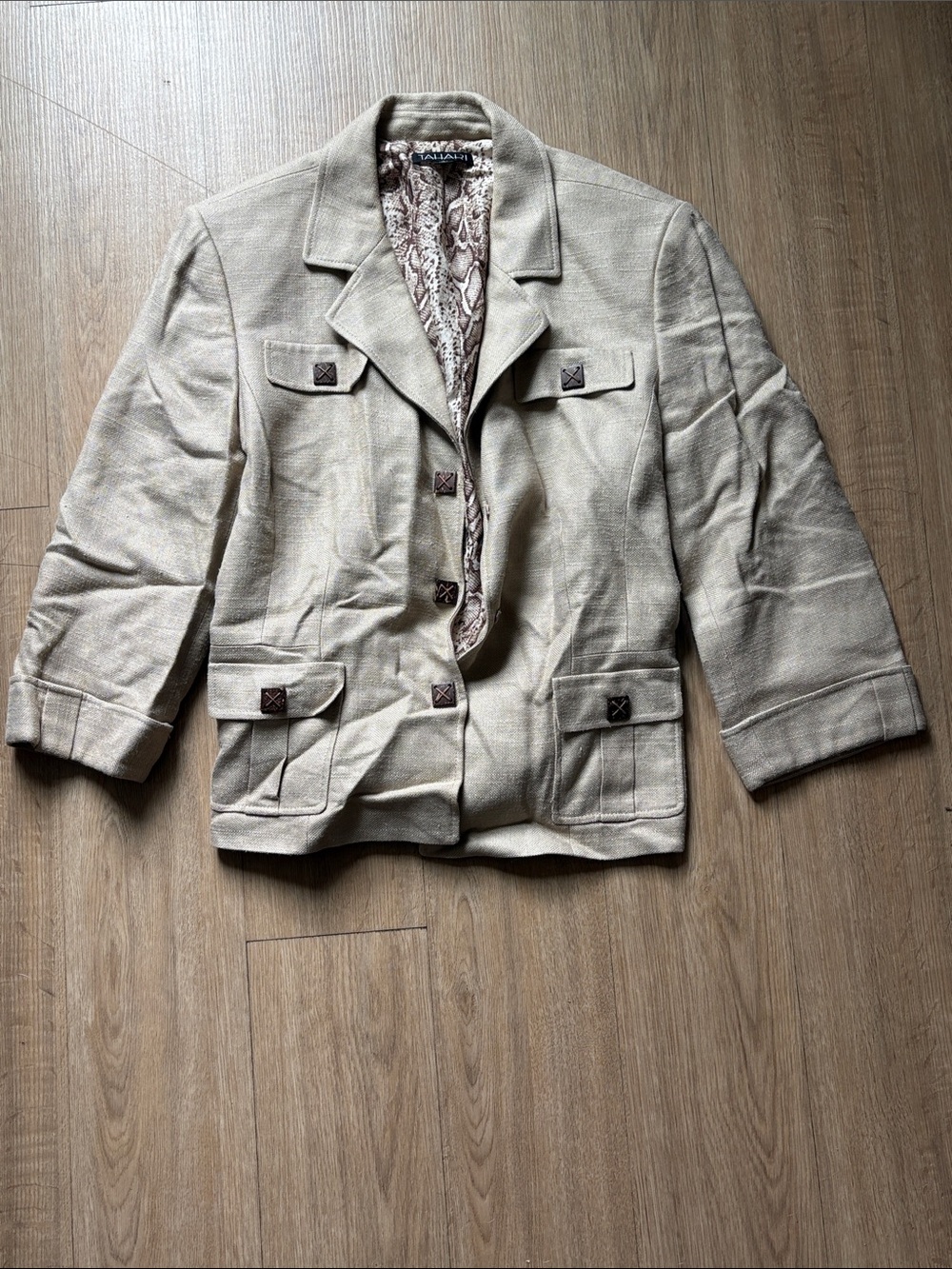 Tahari Lightweight Beige Utility Blazer